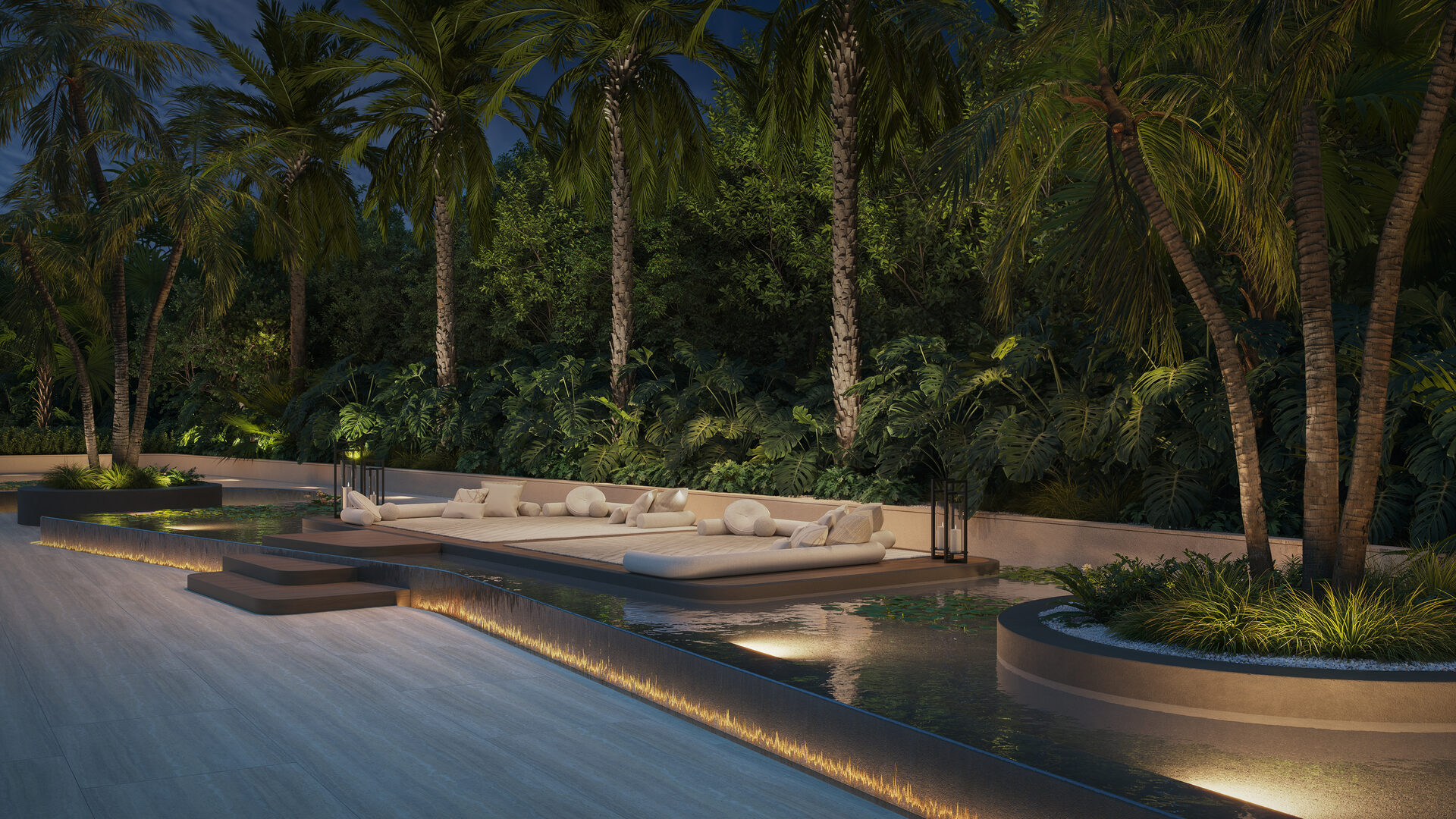 Edge House Miami, meditation deck and reflecting water, developer rendering