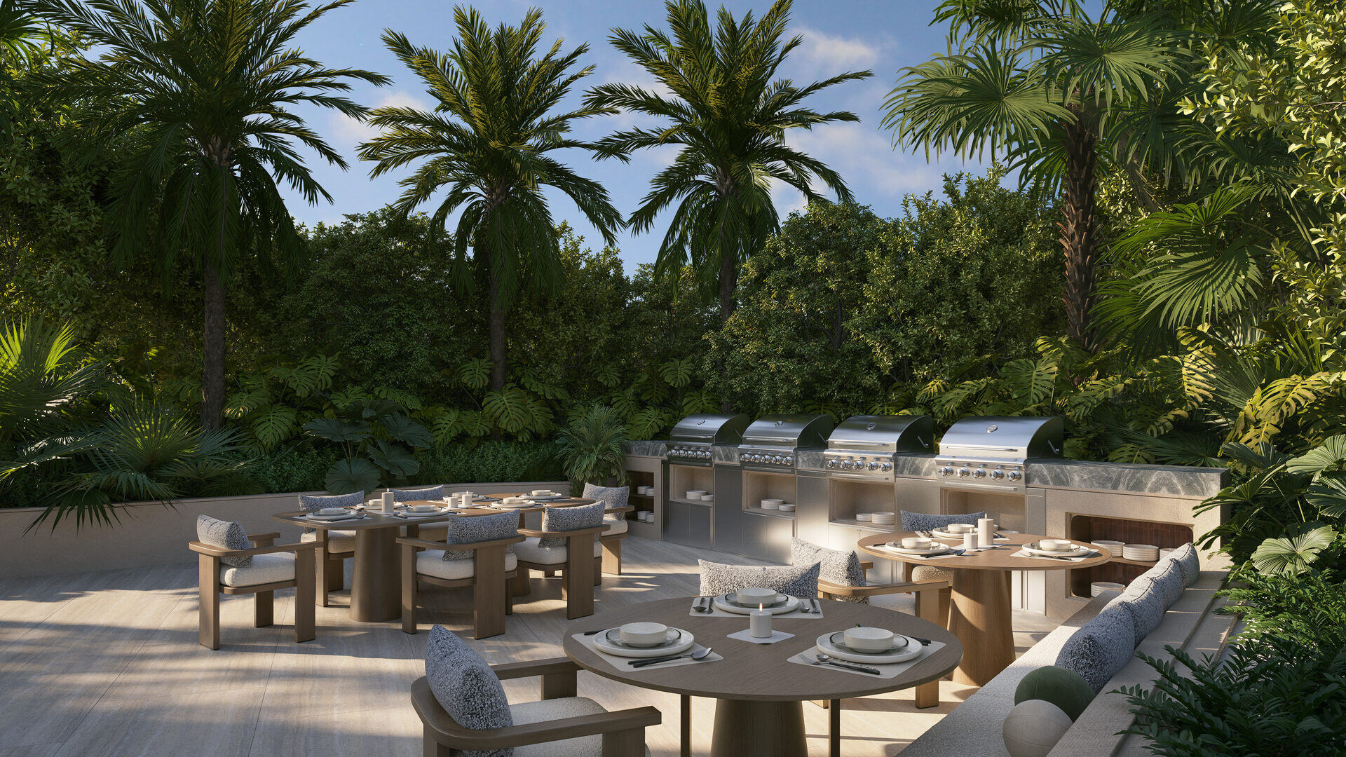 Edge House Miami, outdoor grilling and dining area, developer rendering