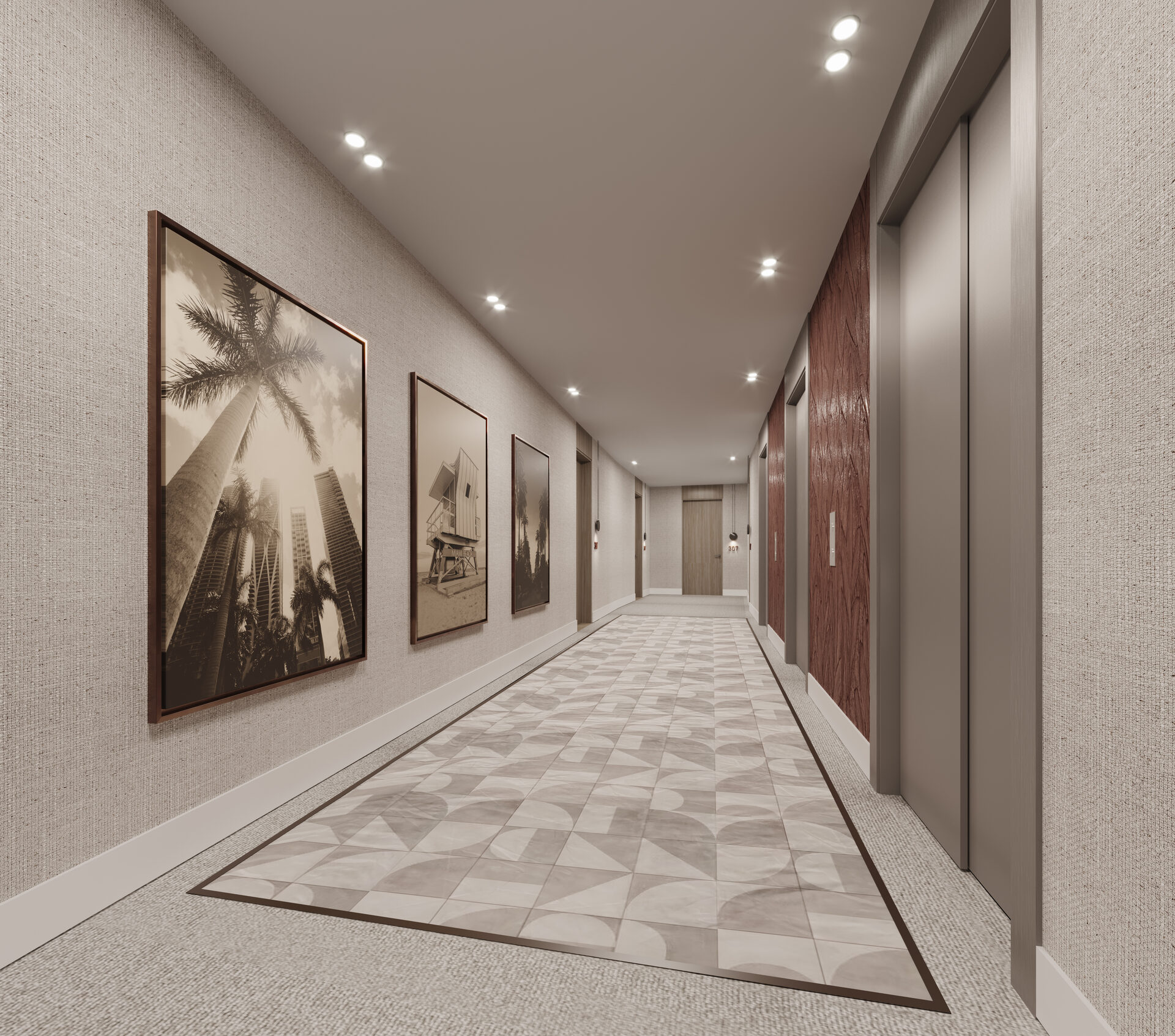 Edge House Miami, residential hallway, developer rendering