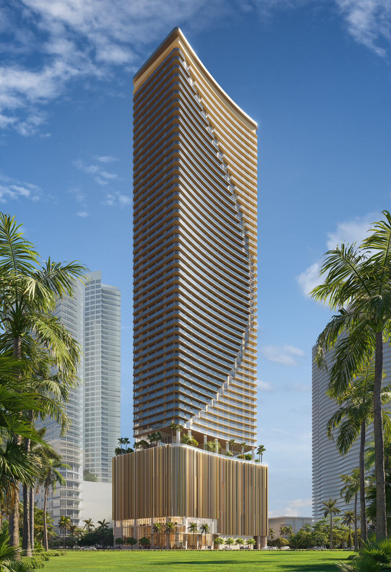 Edge House Miami, tower seen from street level, developer rendering